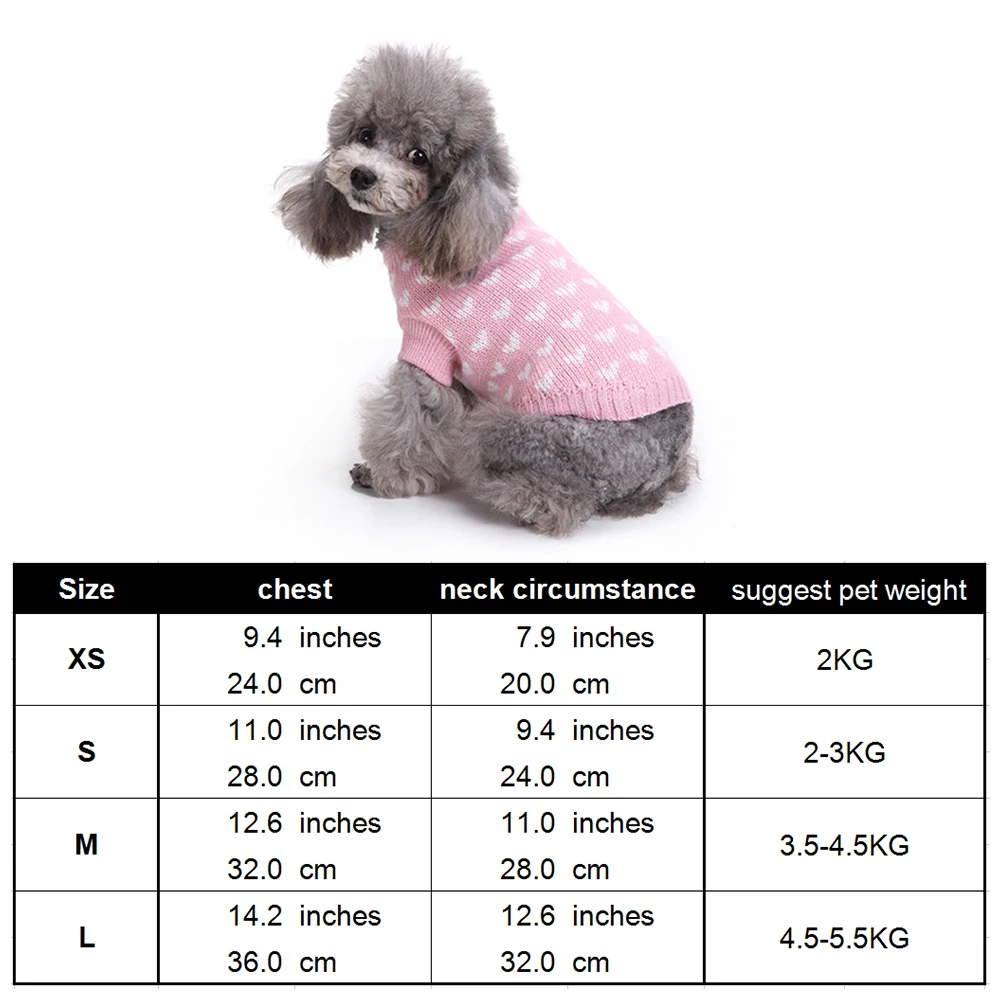 Сердце печатных собака свитер теплые пальто для будущих мам Pet Puppy Одежда