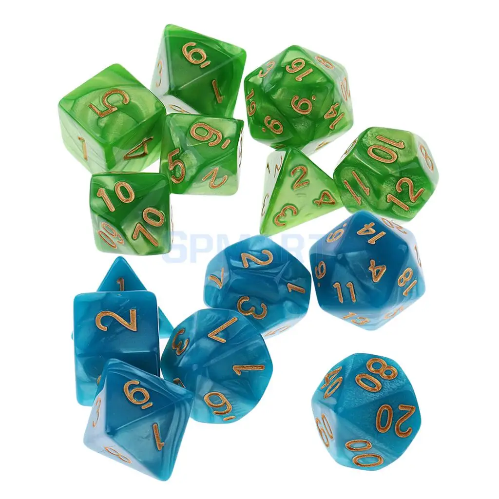 14 шт. многогранные игральные кости D20 D12 D10 D8 D6 D4 16 мм для подземей и Драконов |