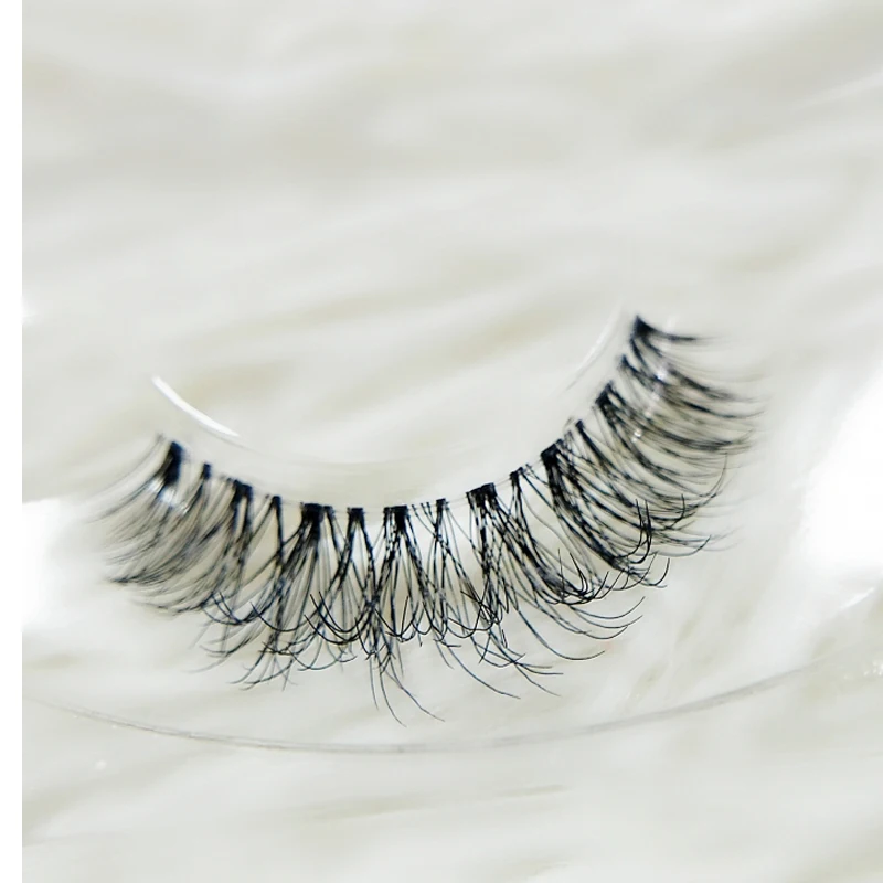 Transparent stem Mink Hair Eyelashes reusable Natural 3D Mink Messy Popular short False Eyelash Full Strip Eyelashes Extension