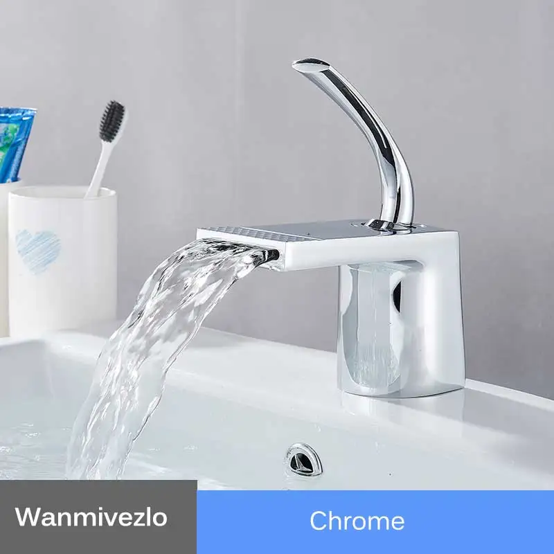 Водопад смеситель для раковины на бортике кран для ванной комнаты с одной ручкой смеситель для ванны кран для холодной и горячей воды кран torneira - Цвет: Chrome