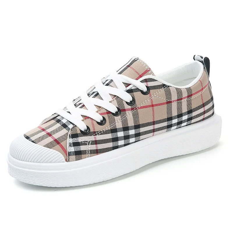 2019 г. новая весенняя клетчатая женская обувь универсальная парусиновая для