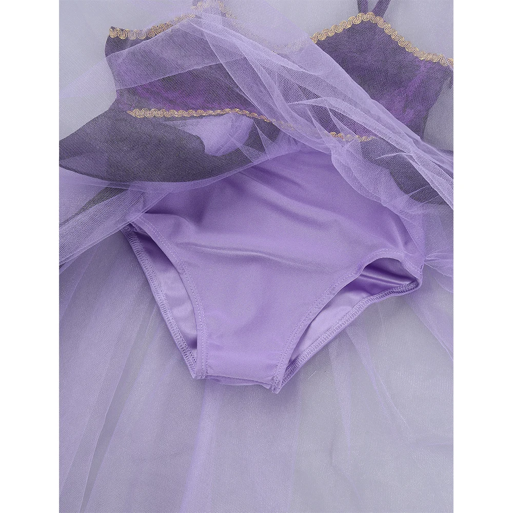 Гимнастическое трико балетное платье для девочек на бретельках с золотым