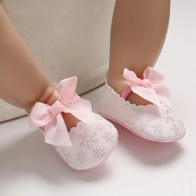 0-18 M Baby Girl Newborn First Walker shoes Spring Summer Sweet Princess Big Bow Knitted Dance Ballerina Dress Pram Crib Shoe |