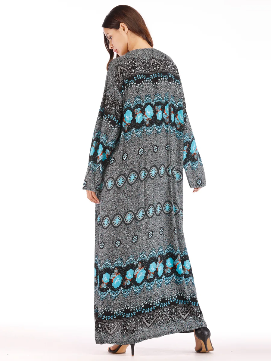 Арабское Свободное платье с принтом большие размеры Дубайский мусульманский