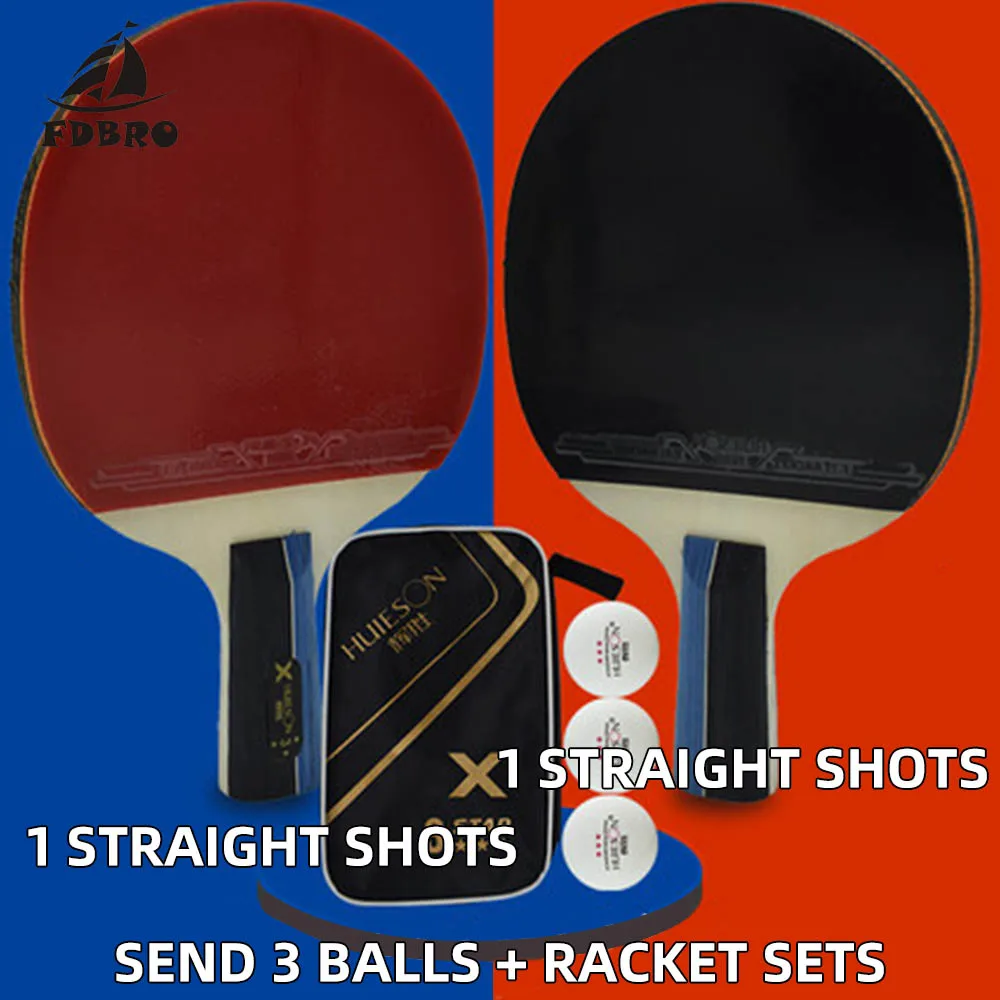 

FDBRO 2019 New Hot Table Tennis Racket Wood & Carbon Fiber Blade Sticky Pimples-in Rubber Super Powerful Ping Pong Racket Bat