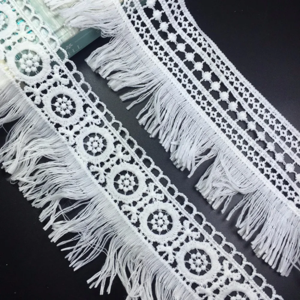 

Free Shipping 15Yards Milk Silk African Laces Fringe Trims Venice Lace Sewing Tassel Lace DIY Craft Accessories Ruban Dentelle