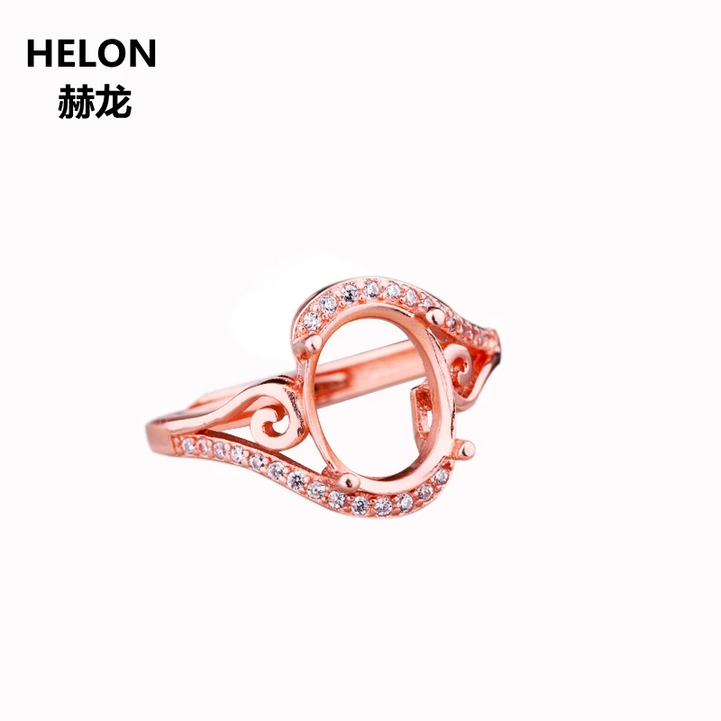 Sterling Silver 925 Women Engagement Wedding Ring 9x11mm Oval Cabochon Semi Mount Cubic Zirconia CZ Setting | Украшения и