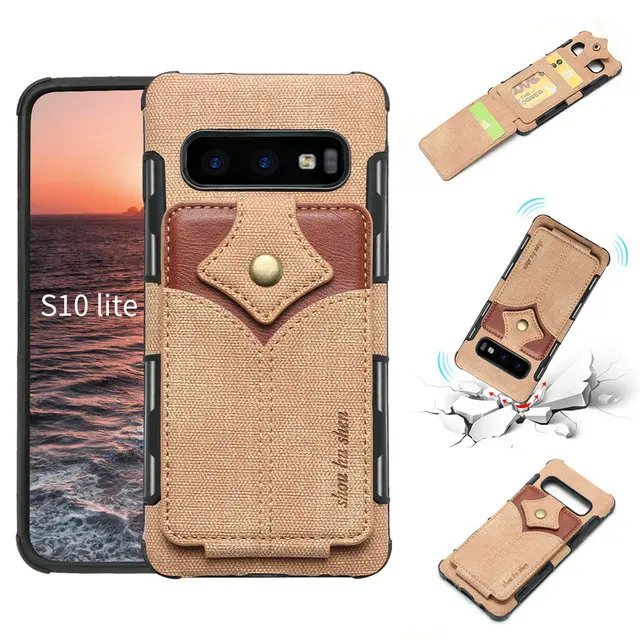 Чехол со слотом для карт для Etui samsung S10Plus, чехол для samsung S10 5G, тканевый флип-чехол для samsung Galaxy S10 Plus S10E S10 E Shield