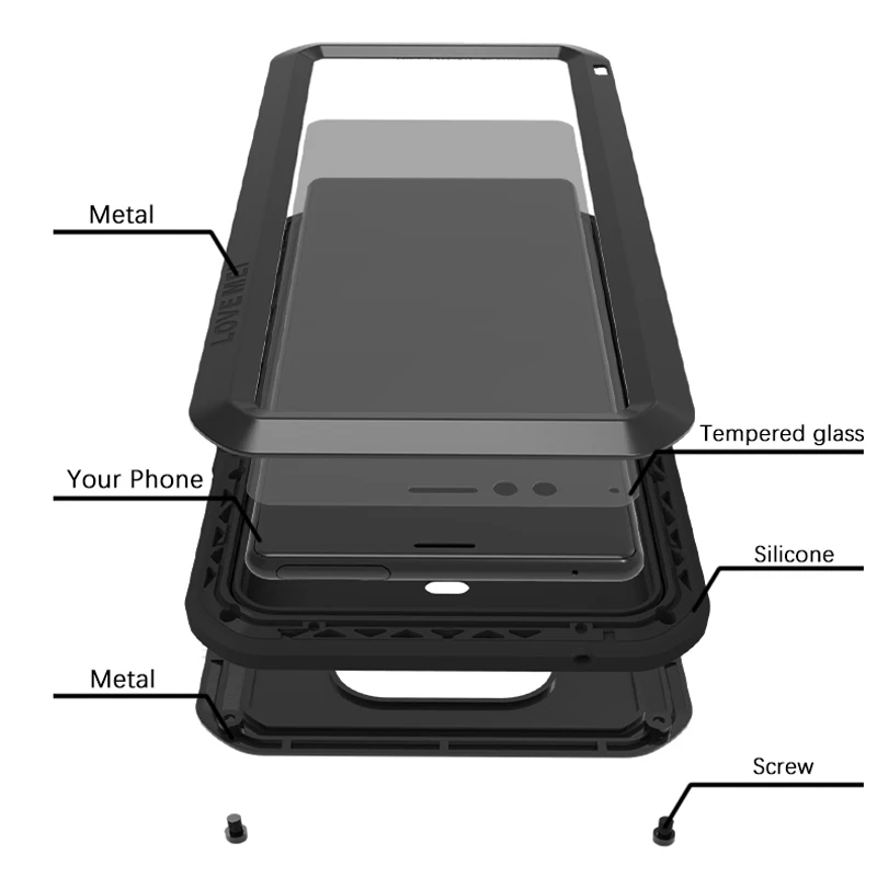 Metal Armor Full Body Case For Sony Xperia 1 360 Shockproof Dustproof Heavy Duty Protective Cover |