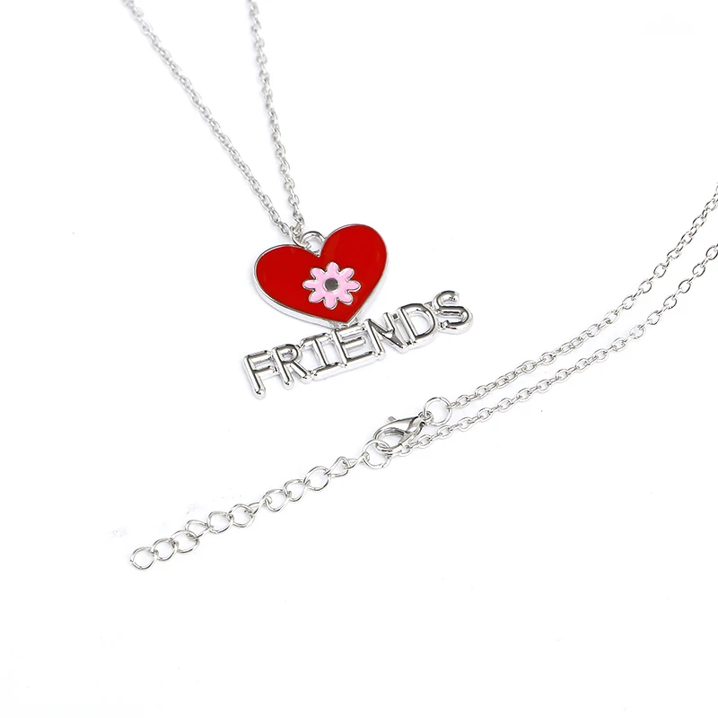 2 шт./компл. красное сердце Эмаль BFF ожерелья для девочек лучшие друзья навсегда
