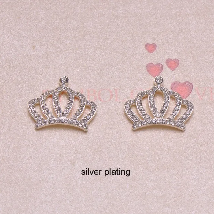 silver plating J0655) 27 мм х 23 мм металлические стразы, все кристаллы, серебро или светильник с золотым покрытием, форма короны - Цвет: silver plating