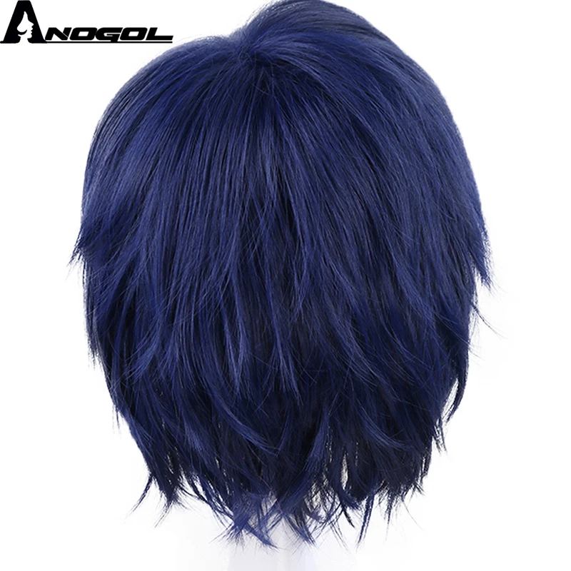 Anogol синий My Hero Academy короткие прямые Tenya Iida короткие прямые волосы парики синтетический косплей парик для костюма часть Хэллоуин