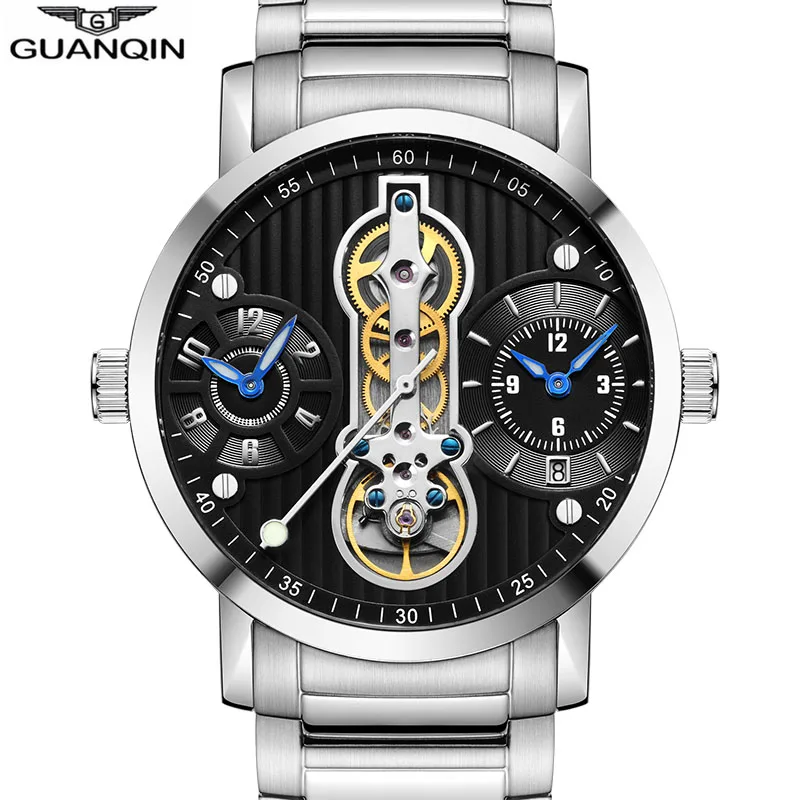 GUANQIN Tourbillon новинка 2019 автоматические скелетоны Relogio 3 move мужские спортивные