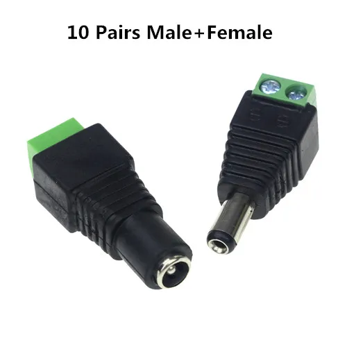 10 Pairs Male-Female Мужской женский 5,5x2,1 мм DC Мощность 12V 24V Jack адаптер Разъем CCTV - Цвет: 10 Pairs Male-Female