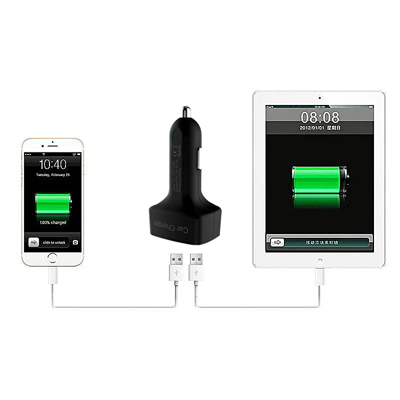 Универсальное автомобильное зарядное устройство 4 в 1 двойной USB DC 5 В 3.1A адаптер с