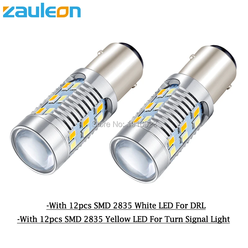 Zauleon 2 шт. Высокая мощность 1157 BAY15D 24SMD 2835 Светодиодный автомобильный двухцветный