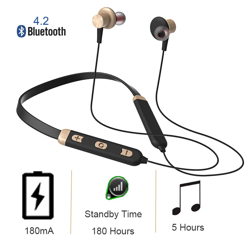 Bluetooth 4 2 Беспроводные спортивные наушники с микрофоном супер бас гарнитура