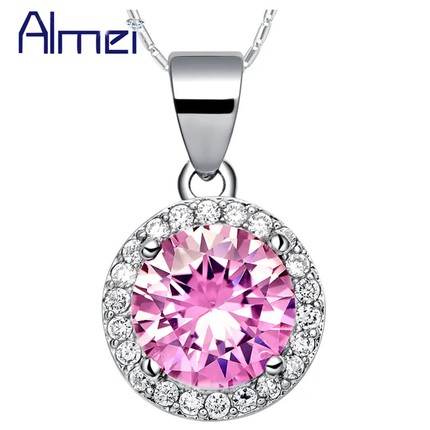Ожерелье женское круглое из серебра 925 пробы с фианитом|necklace women|pink necklacenecklace women