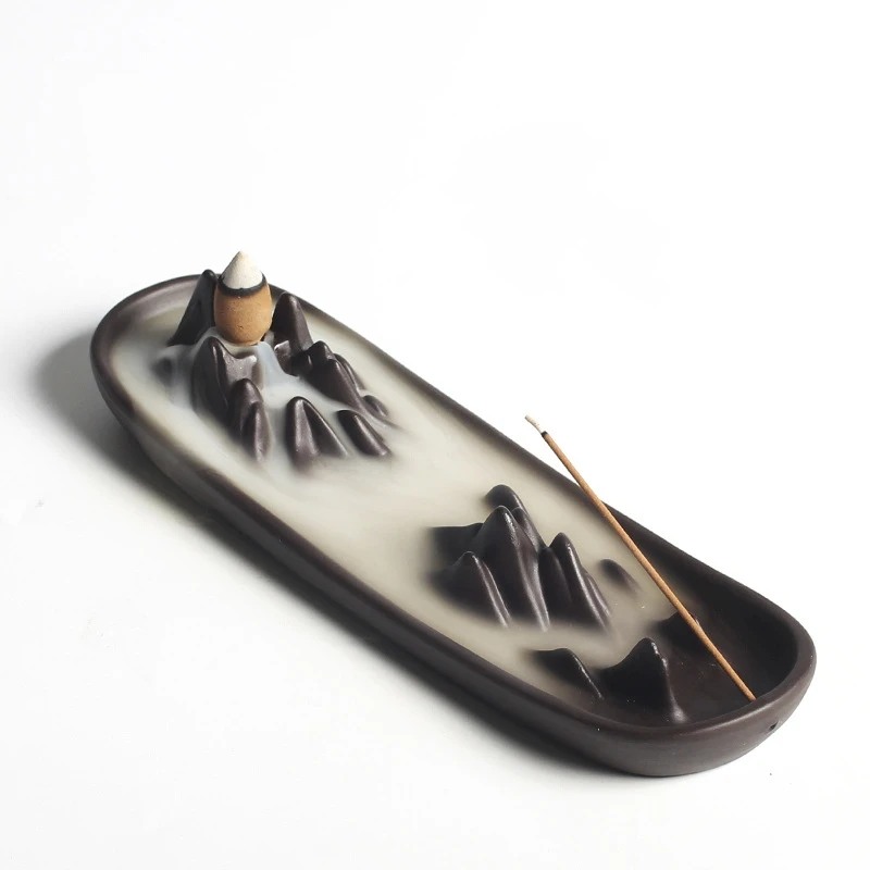 Backflow Incense Burner Ceramic Landscape Censer Incense Stick Holder Smoke Flow Waterfall Home Decor