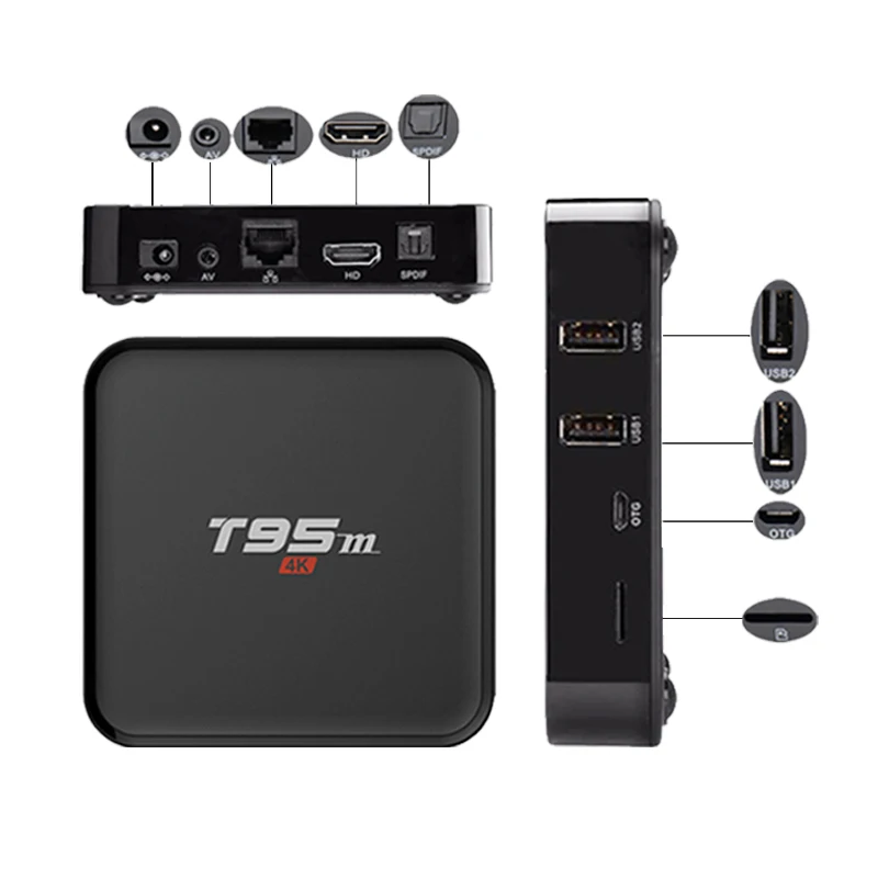 T95M Смарт ОТТ ТВ приставка WiFi S905x Android 7 1 медиаплеер четырехъядерный ГБ 8 H.265 4 к