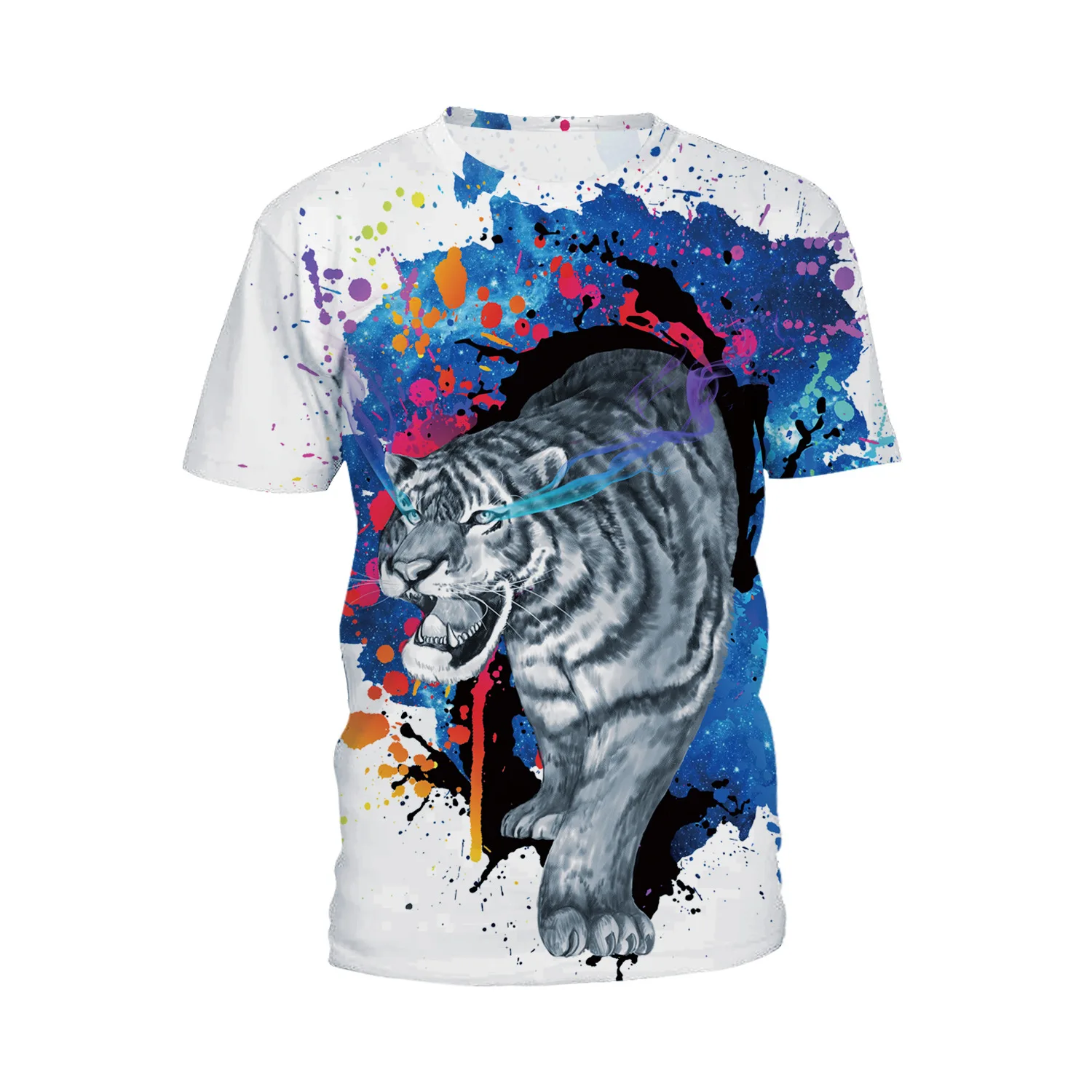

2019 Summer Tiger 3D Digital Printing Street Hipster Loose Wild Women's T-shirt Summer Men B Short Sleeve Tops O-neck Tee