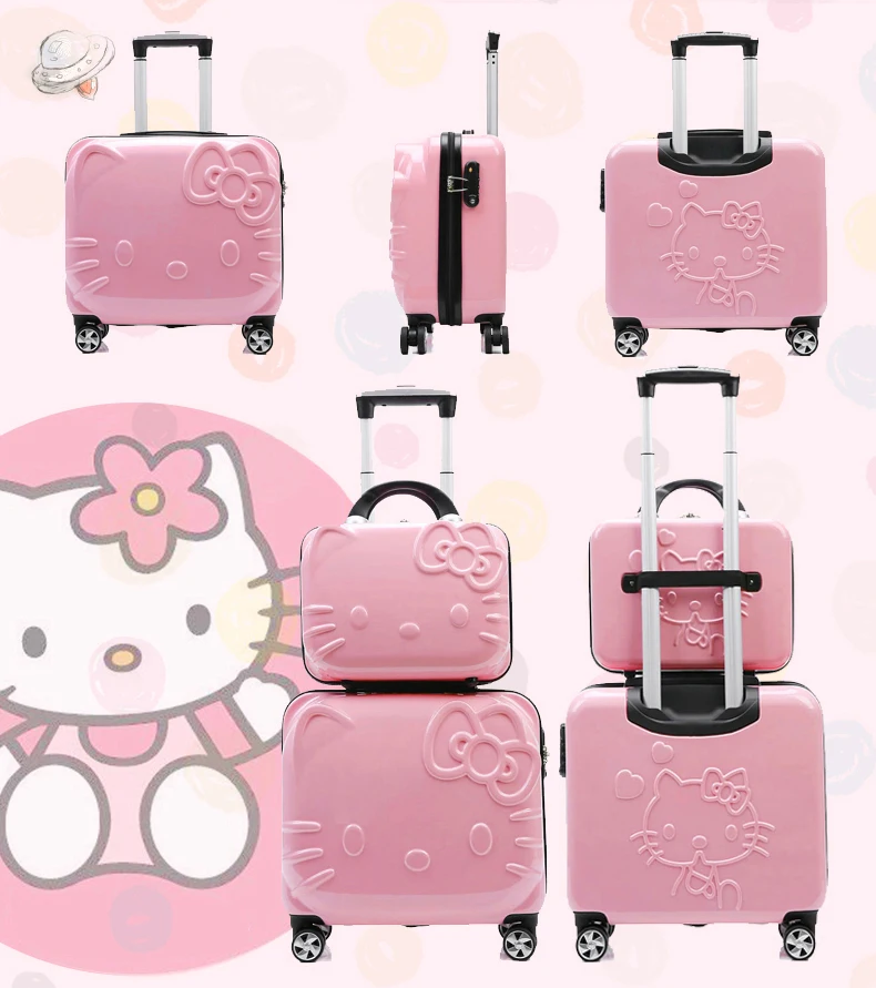 Детские комплекты чемоданов hello kitty розовый багаж на колесиках для девочек и мальчиков подарок для детей школьная сумка на колесиках с героями мультфильмов