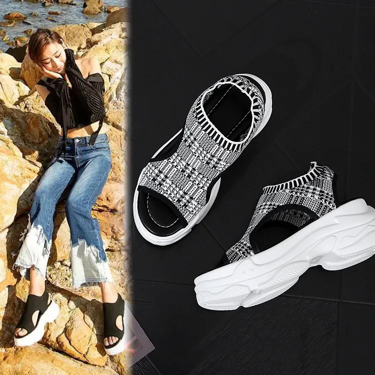 Модная женская обувь 2019 г. Новая летние дышащие износостойкие открытые сандалии