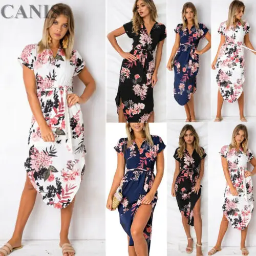 Женское пляжное платье с цветочным принтом модные летние платья в стиле бохо