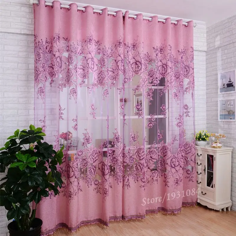 Роскошное фиолетовое Шторы для Гостиная цветок из бисера окна Cortinas Sheer Шторы шторы жаккардовые органза тюль вуаль для Спальня