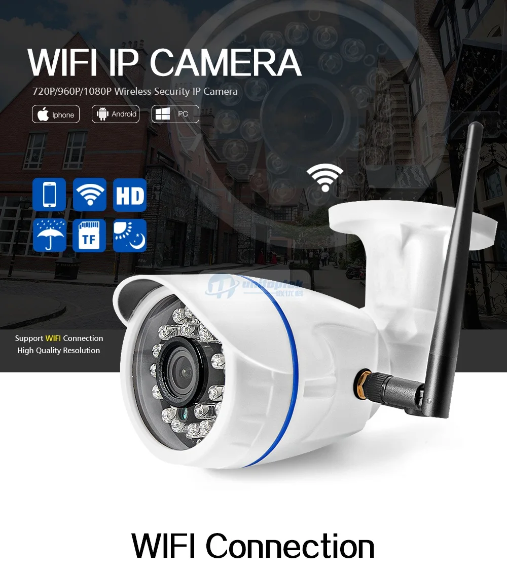 HD 720P 1080P Беспроводная ip-камера, Wi-Fi, уличная ONVIF CCTV видео, домашняя камера безопасности, цилиндрическая камера, TF слот для карт, приложение для ночного видения CamHi