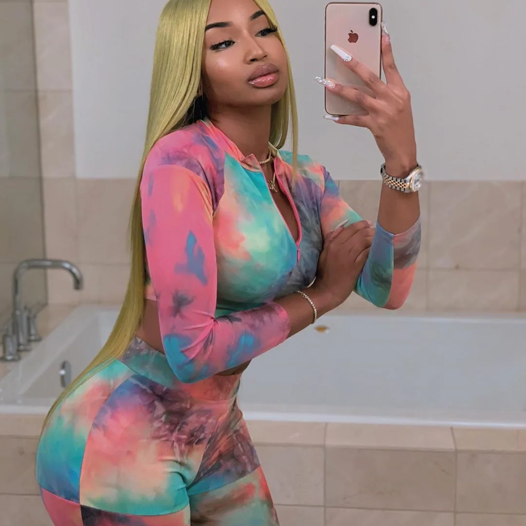 2019 сексуальный топ с молнией спереди и штаны комплект из 2 предметов футболка