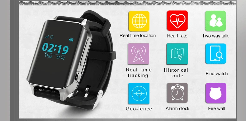 

Luxury GPS Tracker Smart Watch Heart Rate Monitor Locator for Elder Locating Wristwatch SIM Card Bluetooth