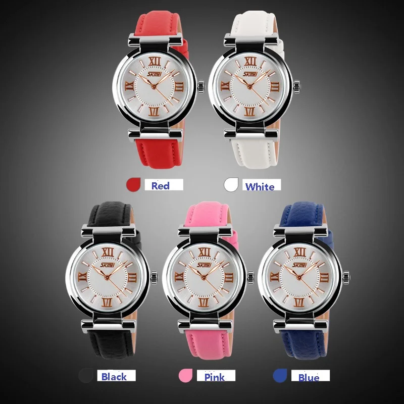 

SKMEI Brand Leather Strap Analog Display Women Dress Watch Fashion Casual Quartz Watch Women Wristwatch relogio feminino