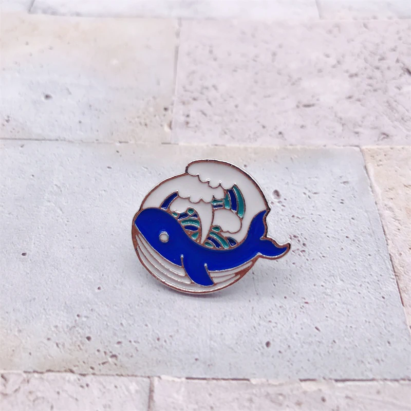 Креативный мультфильм животное Рыба Кит Морская вода спрей эмалированная брошь