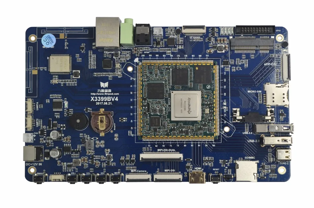 X3399 макетная плата RK3399 шесть ядер A72 * 2 + A53 4 Mali T860 GPU 4K HD 2G/4G DDR3 16G EMMC Android6.0/7 1 Ubuntu16.04