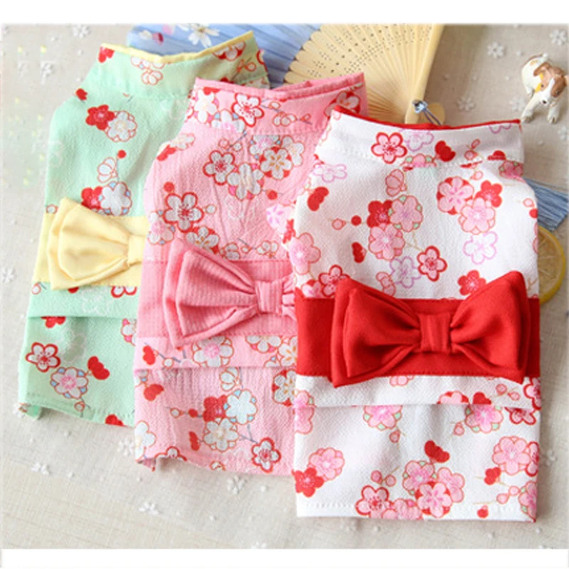 Одежда для собак с цветочным узором галстук-бабочка милый кот щенок японское