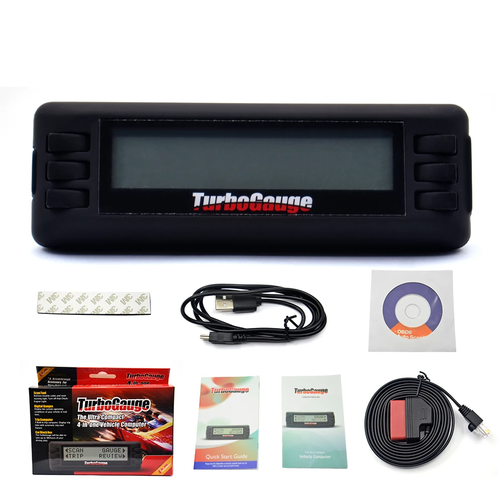 Новейшая модель Turbogauge 4 в 1 автомобиля компьютер OBDII/EOBD (система бортовой