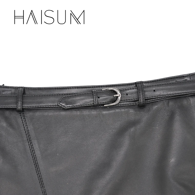 Горячая Распродажа Haisum Excellent! осень зима Женская цветная тонкая юбка из натуральной кожи Hip Faldas M-XXXXL Размер Le010