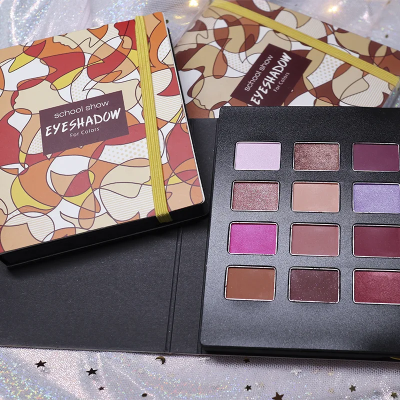 Брендовые матовые блестящие тени для век 12 цветов Палетка глянцевых теней