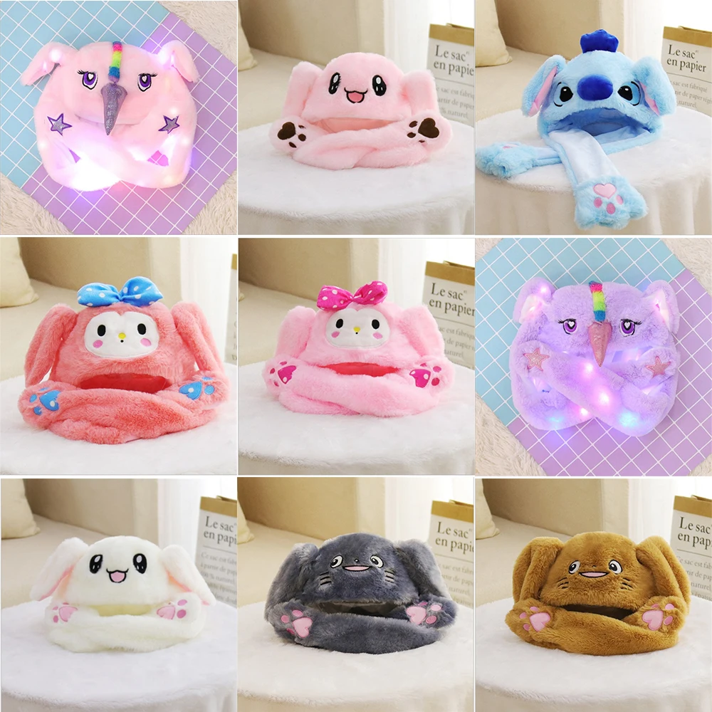 Шапка с заячьими ушками милые мигающие огни для девочек унисекс детей и взрослых