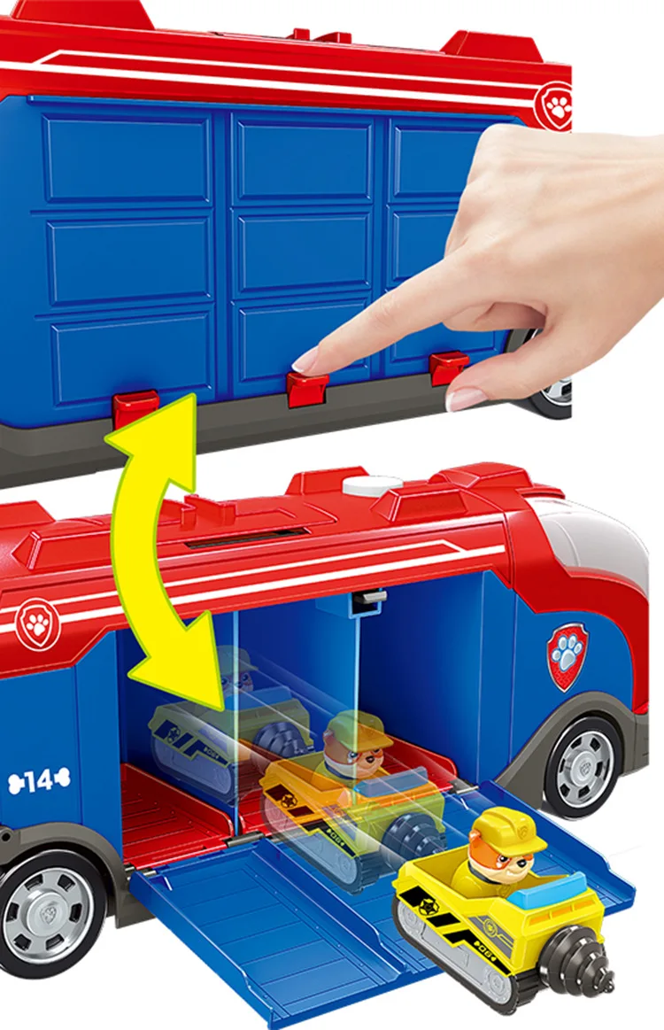 Paw Patrol игрушечный автобус Райдер капитан отправляет три автомобиля наугад CMB музыкальная модель Pow Patrol ПВХ Фигурки игрушки для детей Подарки