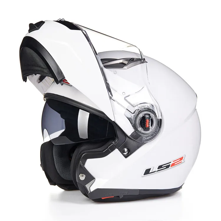 LS2 мотоциклетный шлем полный лицевой флип модульный Capacete шлем открытый мото шлемы Kask Helm Chopper - Цвет: Glossy White