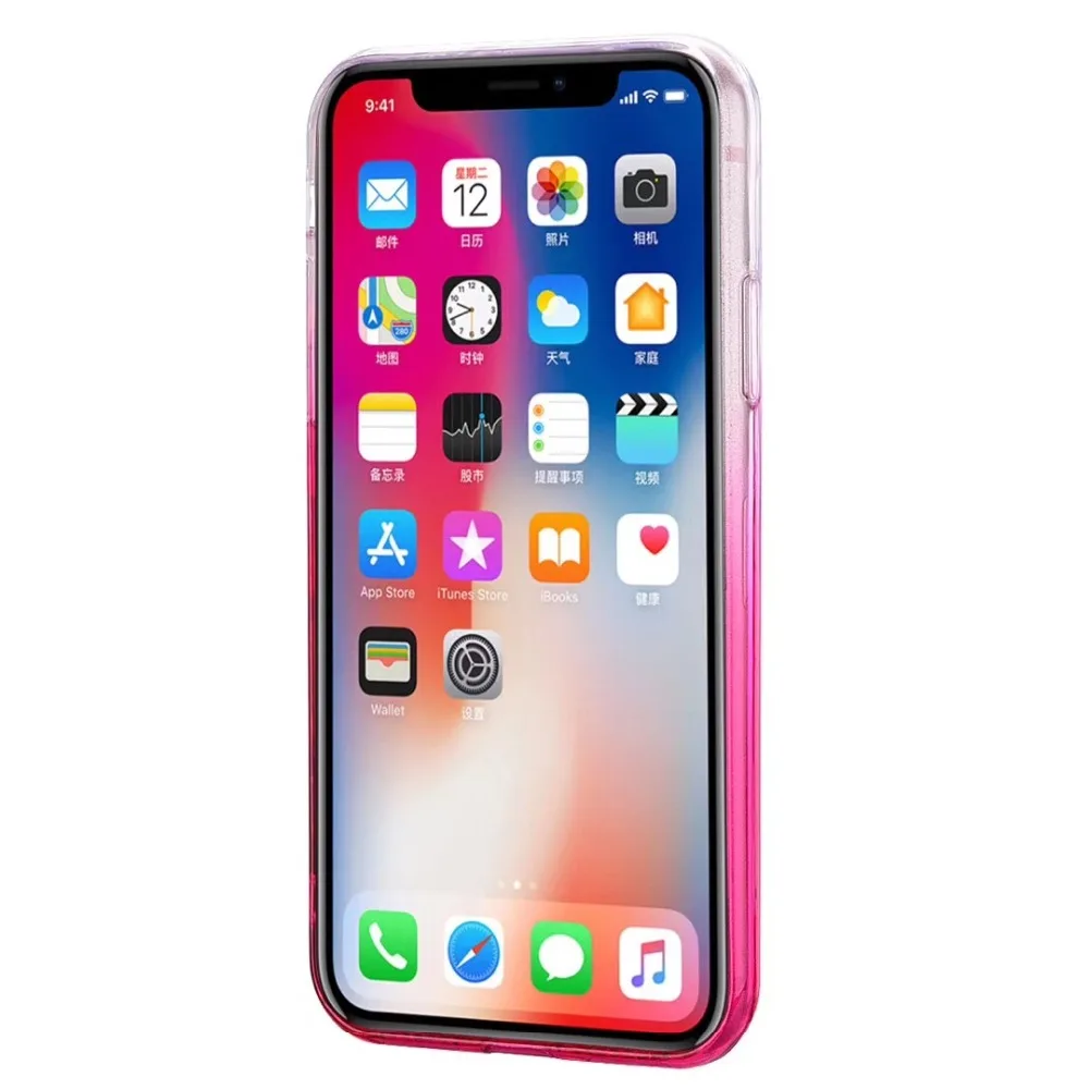 Чехол для телефона iPhone X s цветной градиентный чехол с сердцем из ТПУ 2 в 1