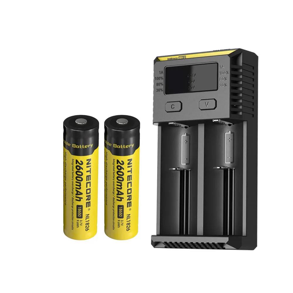 NITECORE Новый I2 Intellicharger oled экран зарядное устройство + 18650 2600mAh NL1826 3 7 V 9.6Wh