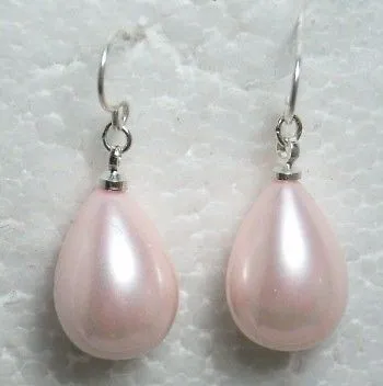 

free shipping 4 color Fine 11-15mm white shell pearl 925 silver earrings