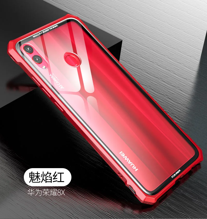 Роскошный чехол для huawei Honor 8X/8X Max/Enjoy Max, алюминиевая металлическая рамка, бампер и прозрачная задняя крышка из закаленного стекла funda