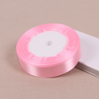 25 ярдов розовая шелковая сатиновая лента материал для украшения свадебной