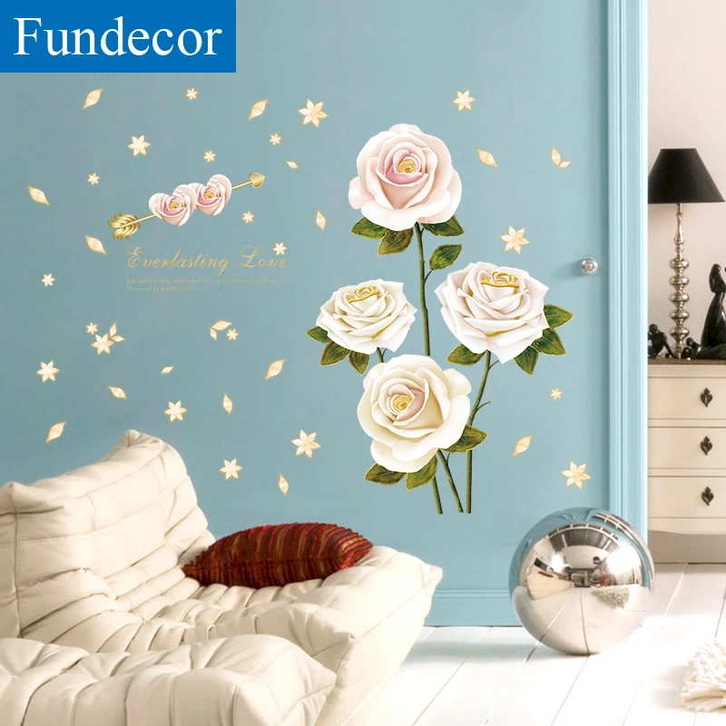 [Fundecoration] белые наклейки на стену с розой домашний декор для гостиной пара спальни