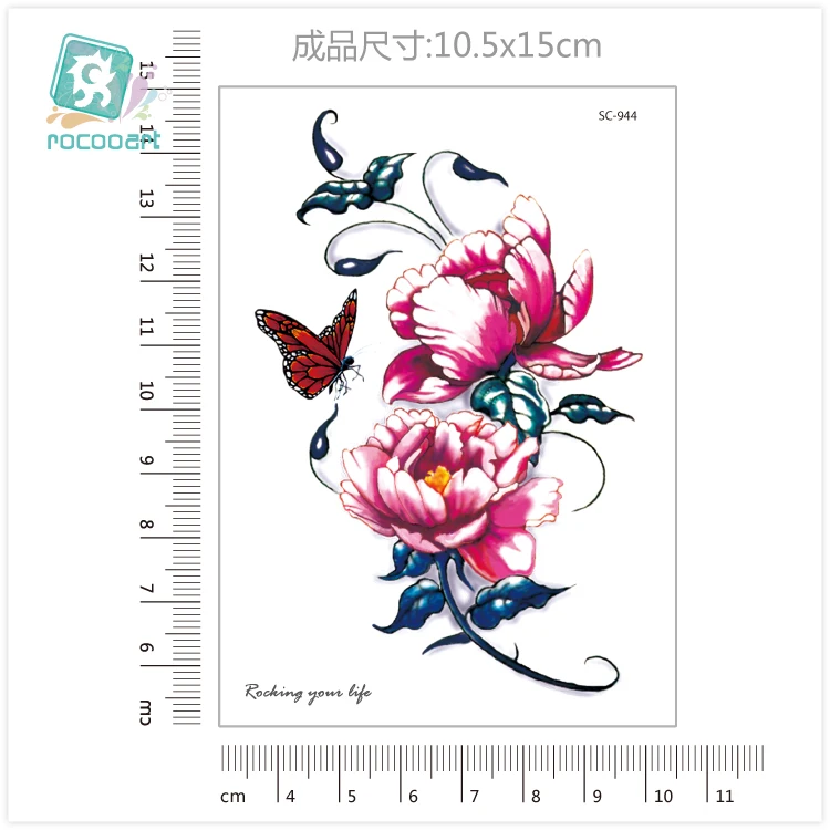 

1Sheets Fashional Lotus Flower Tattoo Designs Butterfly Body Temporary Fake Tatoo Sticker Taty On Arm Chest Collarbone