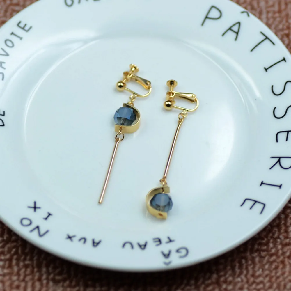 Linear skinny metal earrings crystal for lady | Украшения и аксессуары